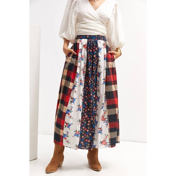 Anthropologie Let Me Be Contrast Maxi Skirt - Picture 3 of 12